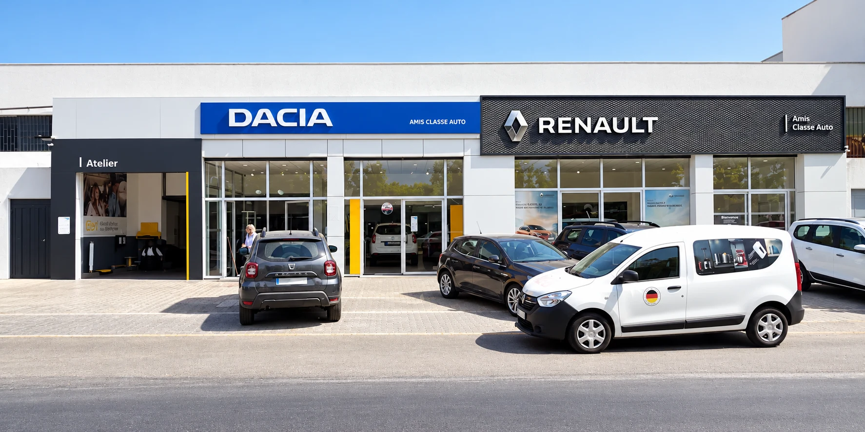 Façade Renault et Dacia du garage Amis Classe Auto